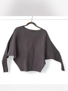 Preppy Minimalist Philosophy Gray Dolman-Sleeve Women’s Sweater - size S